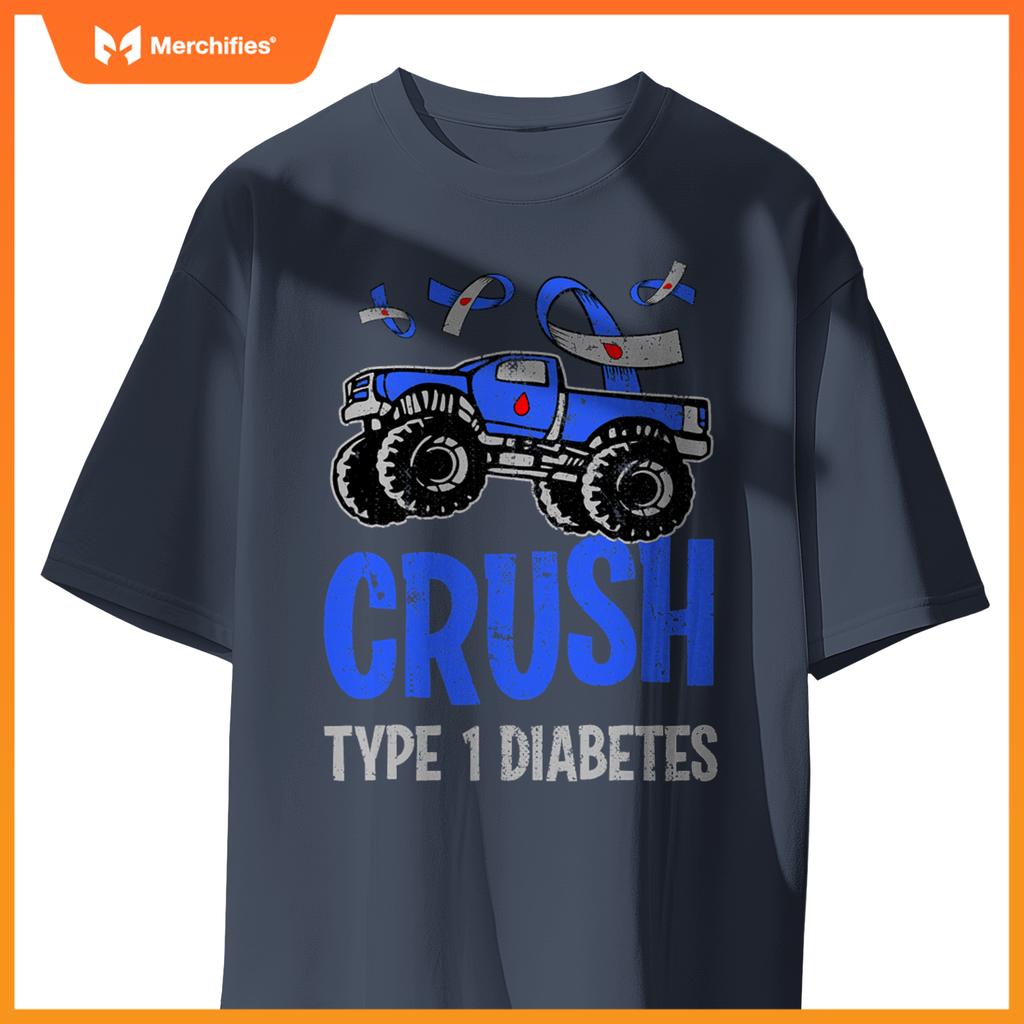 T1D Kids Monster Truck Crush Type 1 Diabetes T-Shirt