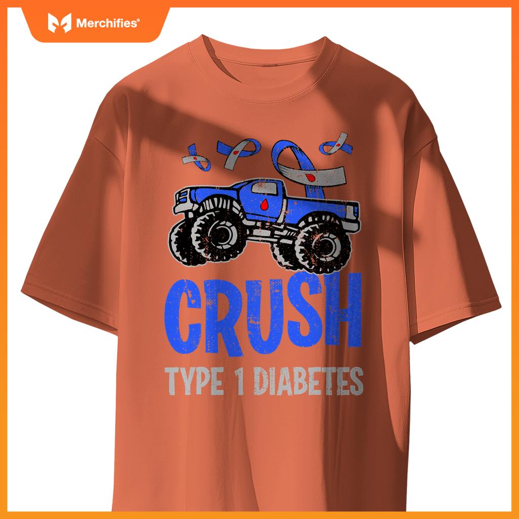 T1D Kids Monster Truck Crush Type 1 Diabetes T-Shirt