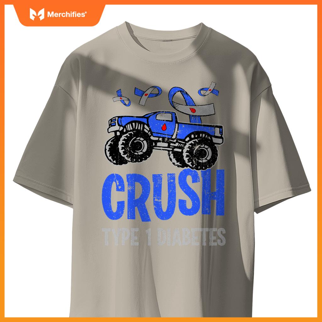 T1D Kids Monster Truck Crush Type 1 Diabetes T-Shirt