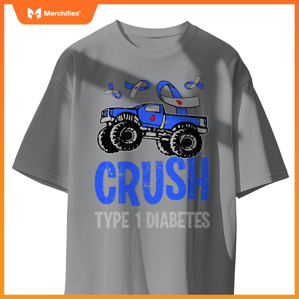 T1D Kids Monster Truck Crush Type 1 Diabetes T-Shirt