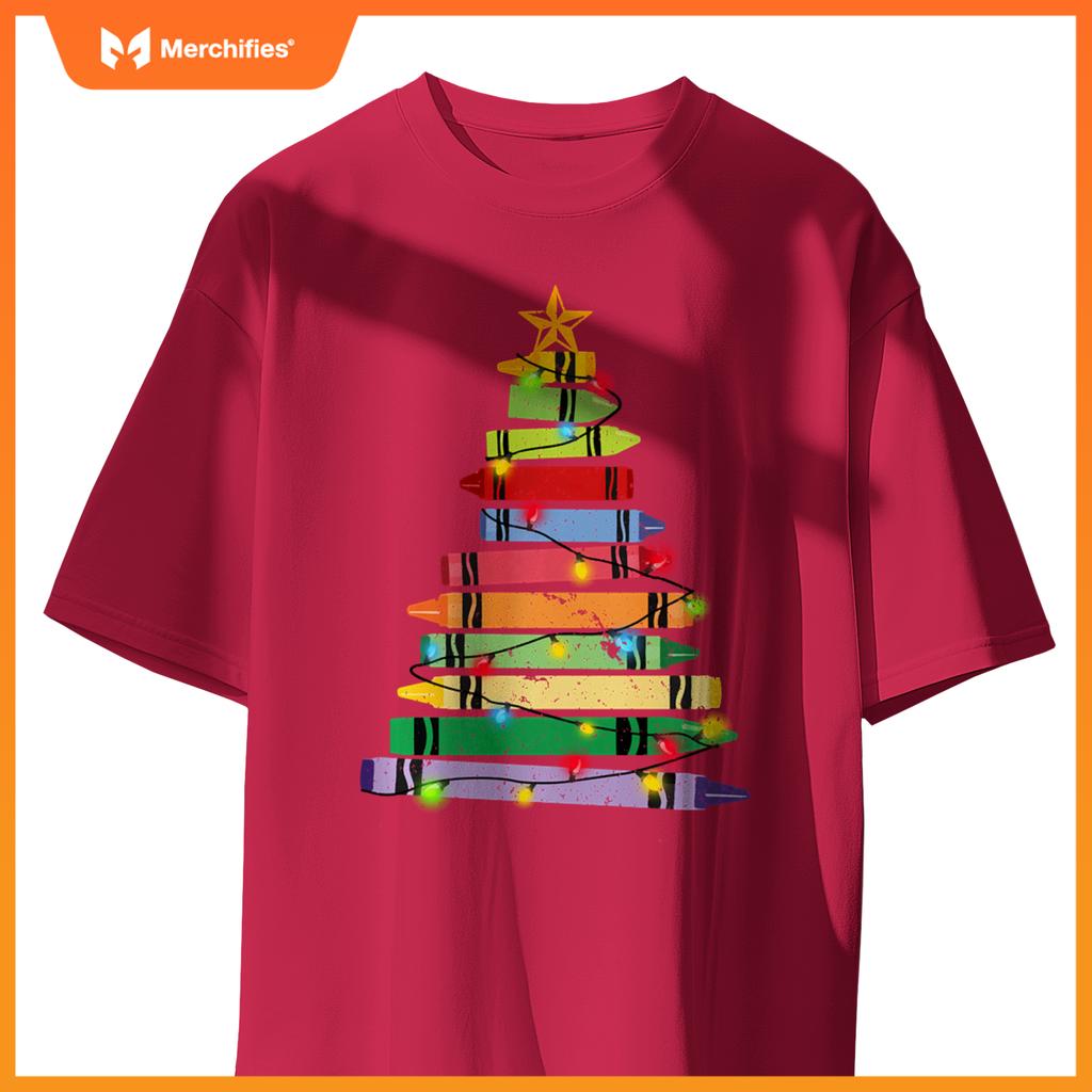 Teacher christmas t crayon tree light s student