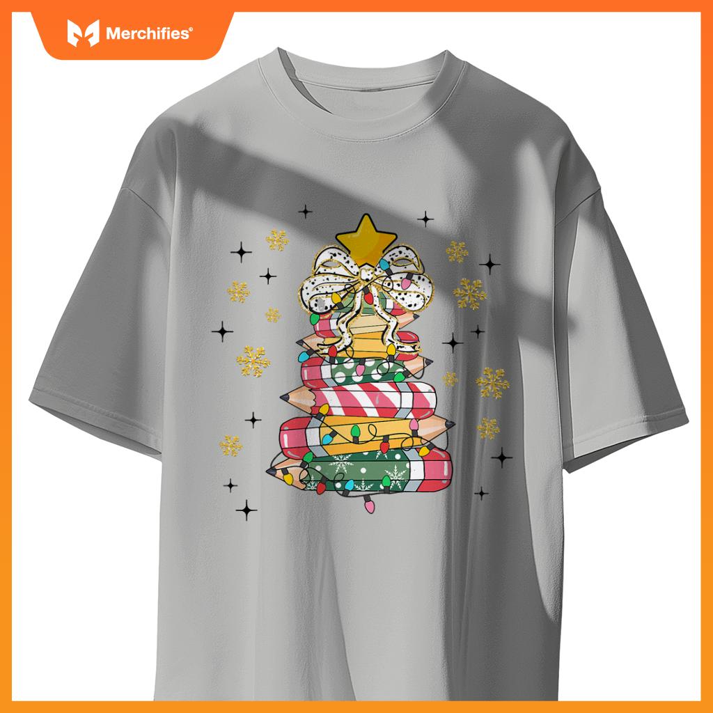 Teacher coquette bow christmas trees holiday