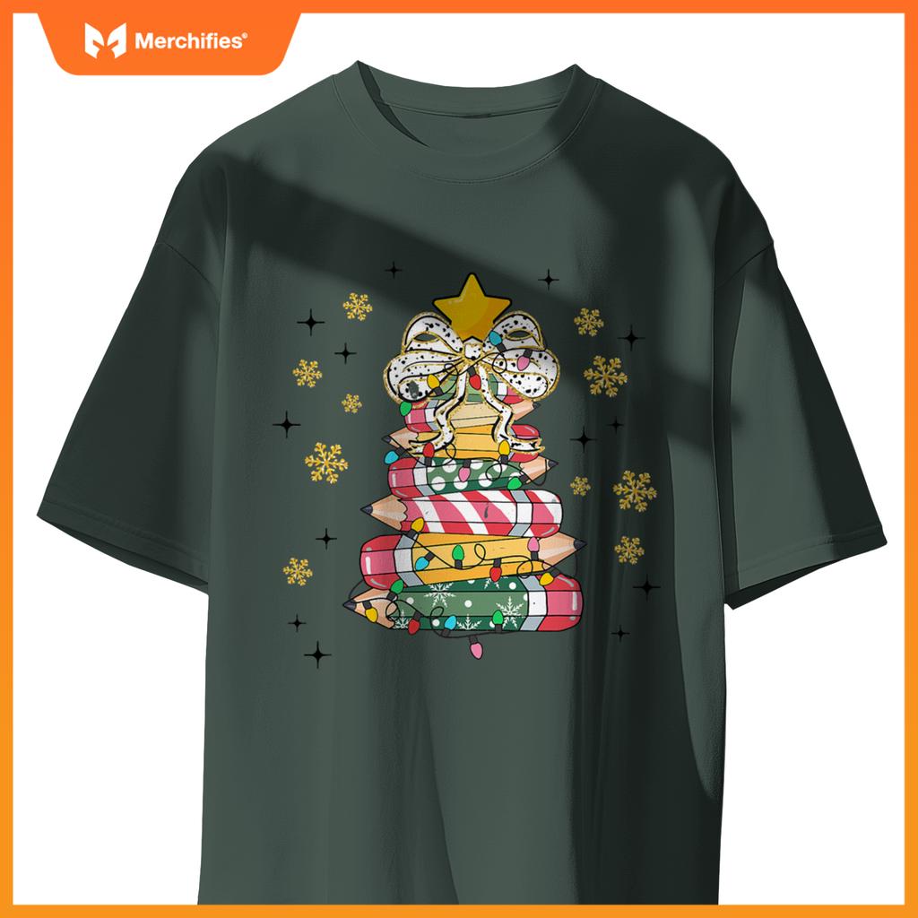 Teacher coquette bow christmas trees holiday