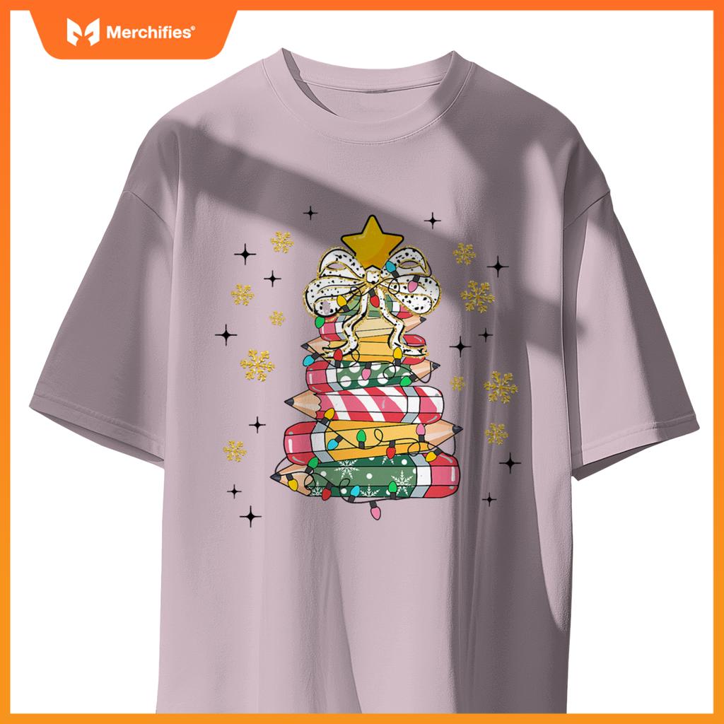 Teacher coquette bow christmas trees holiday
