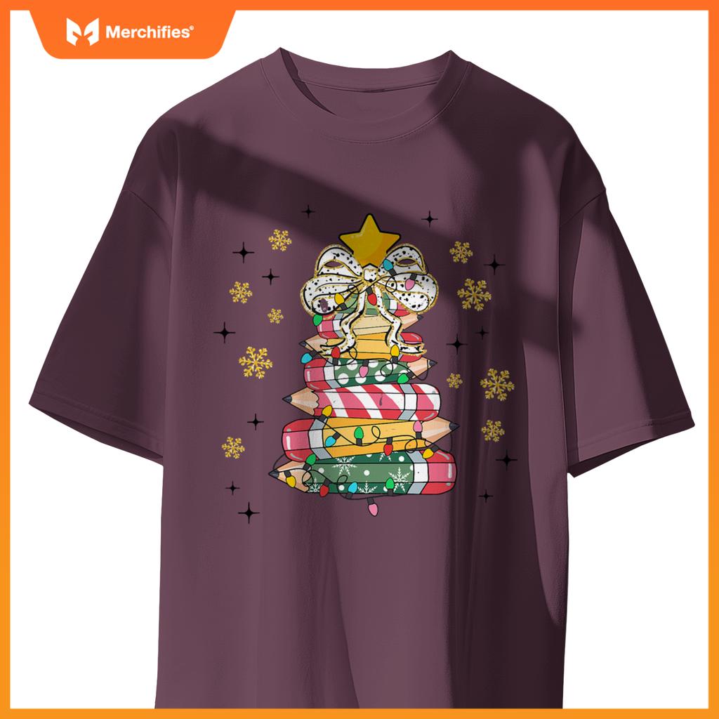 Teacher coquette bow christmas trees holiday