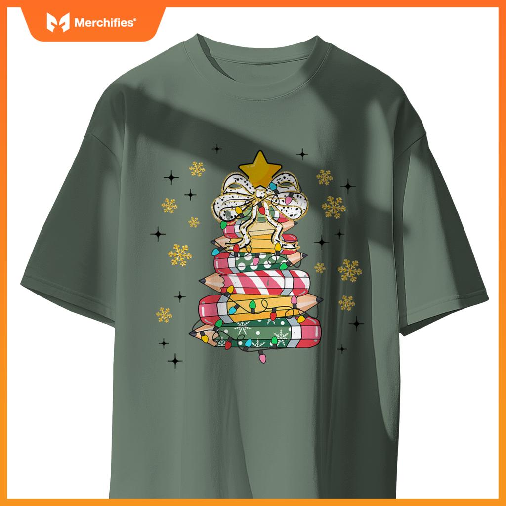 Teacher coquette bow christmas trees holiday