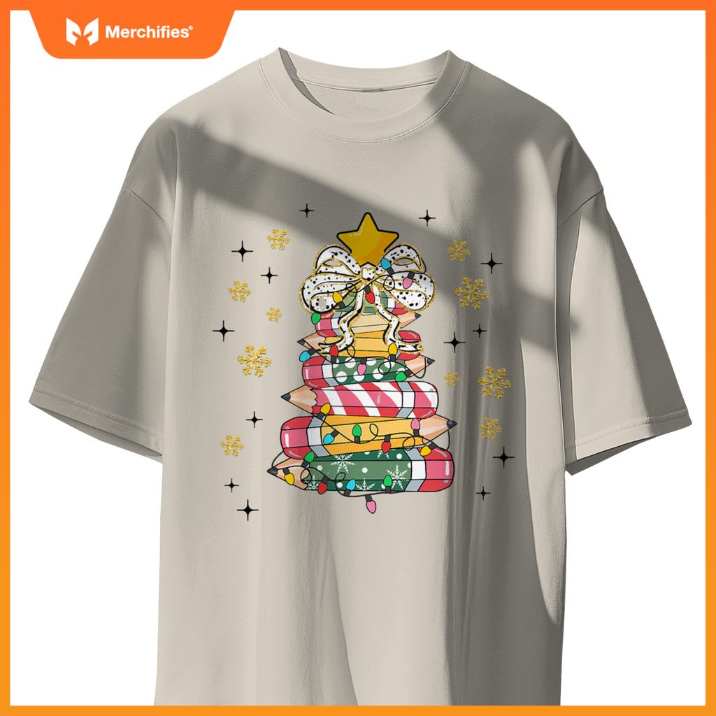 Teacher coquette bow christmas trees holiday