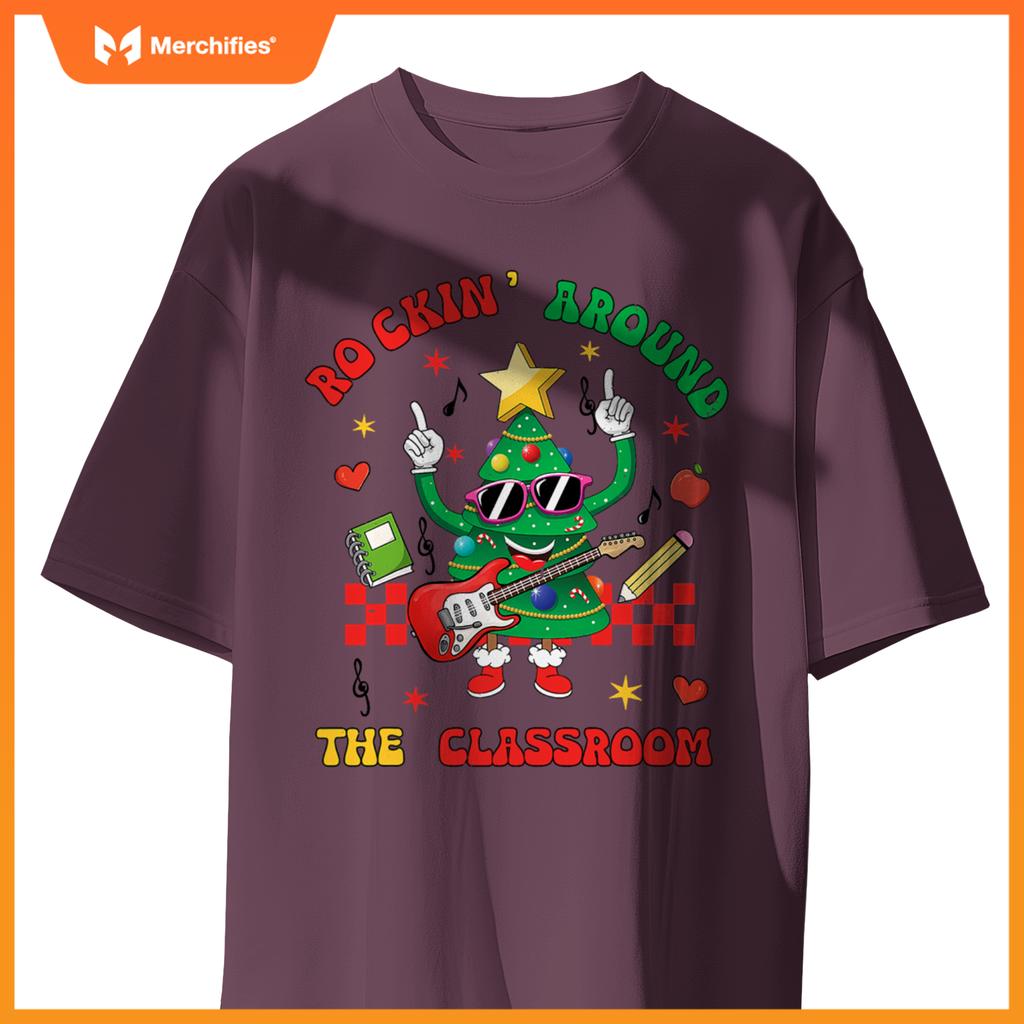 Teacher cute christmas tree rocking around  classroom