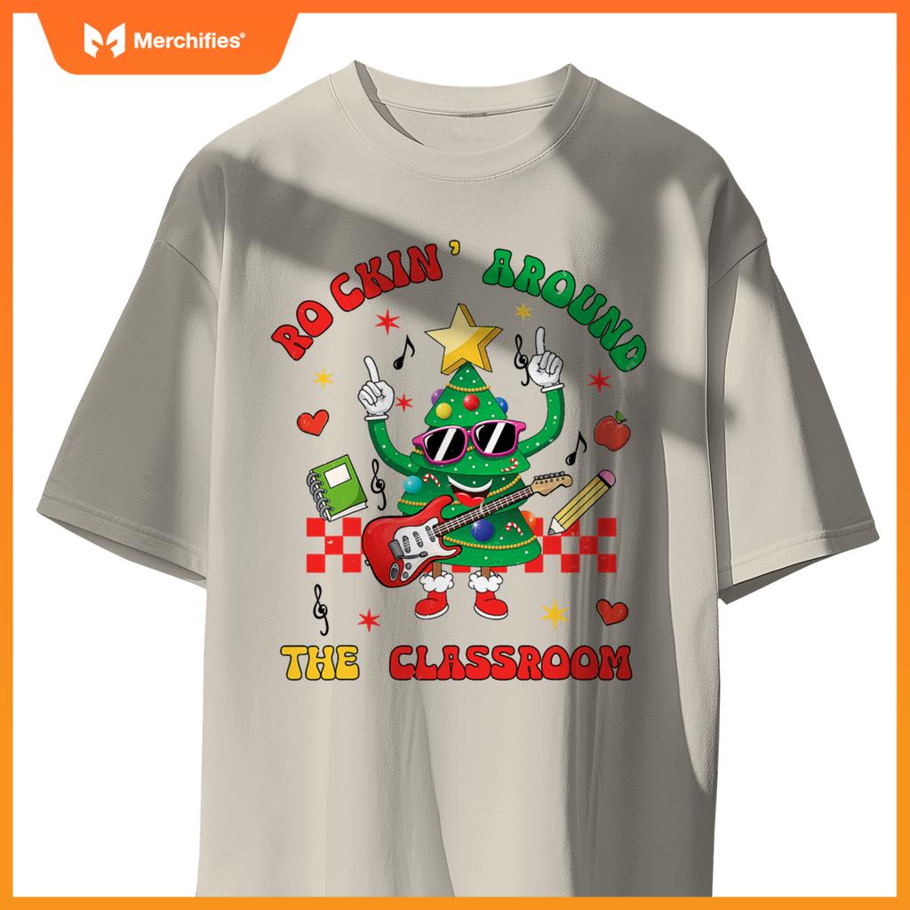 Teacher cute christmas tree rocking around  classroom