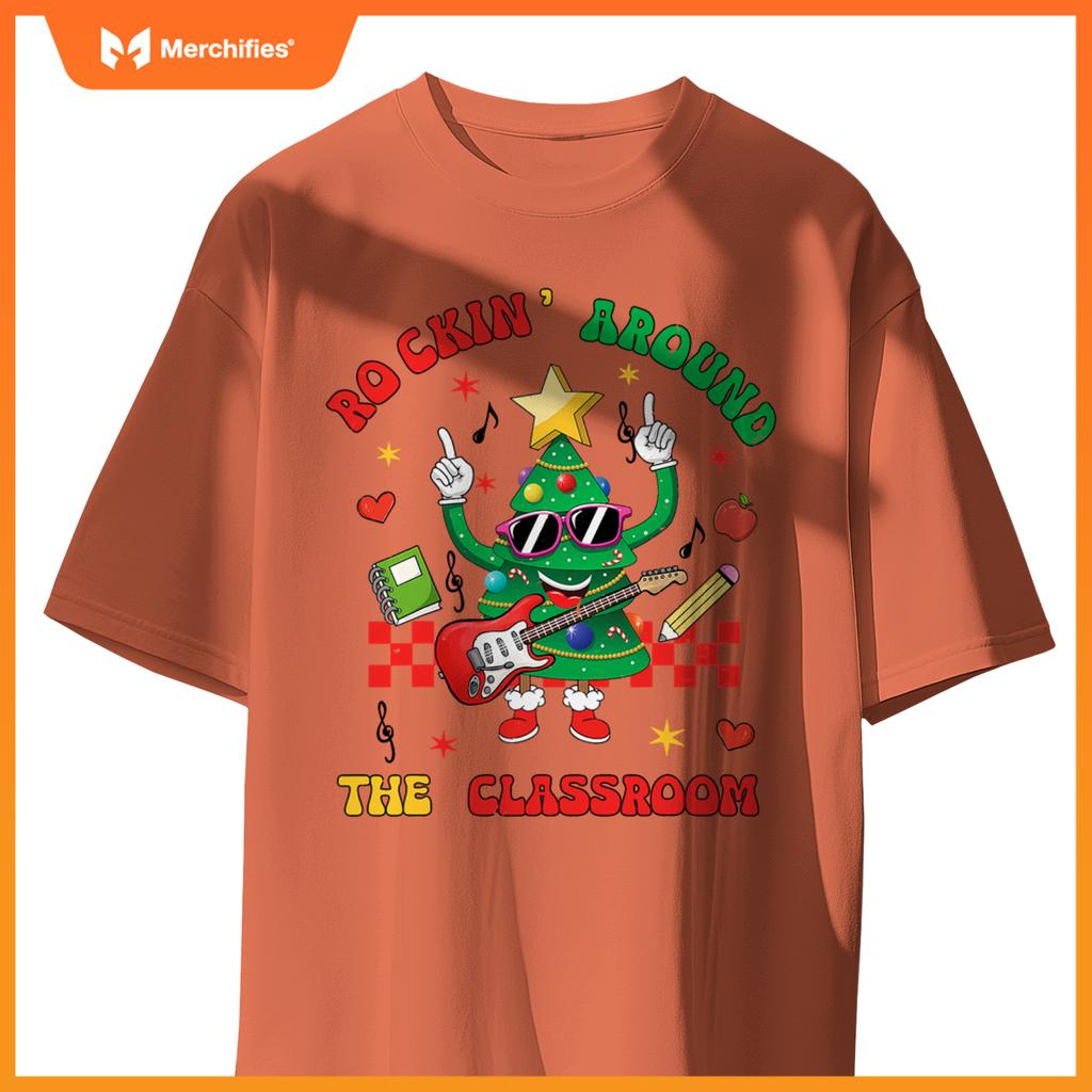 Teacher cute christmas tree rocking around  classroom