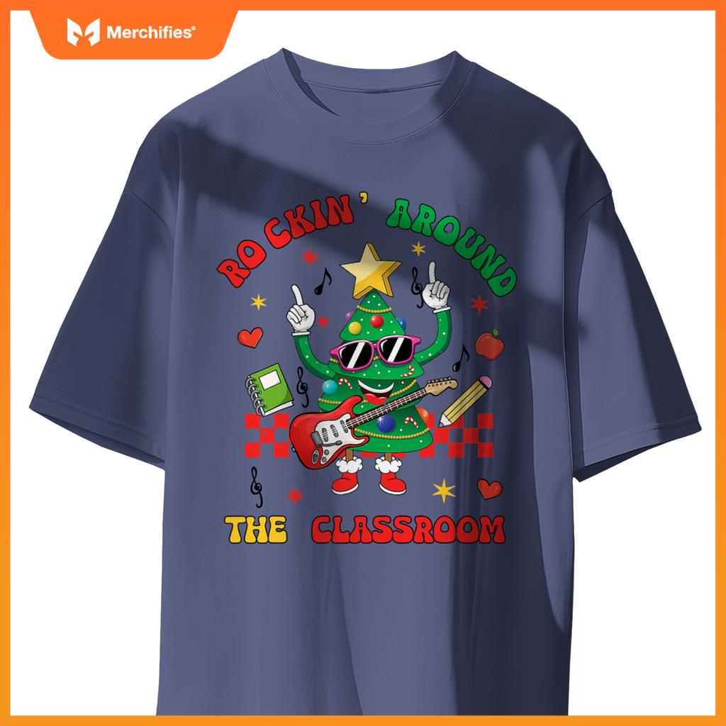 Teacher cute christmas tree rocking around  classroom