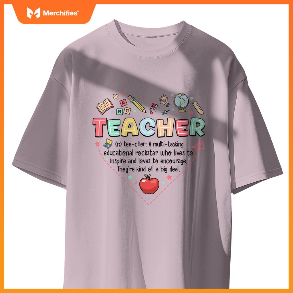 Teacher definition graphic heart shape school elements