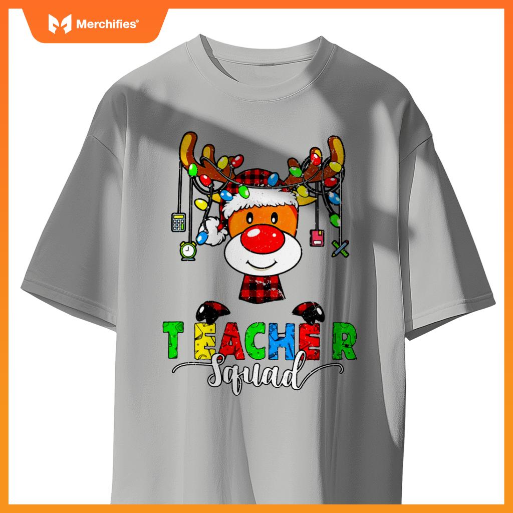 Teacher squad  christmas lights xmas reindeer santa hat