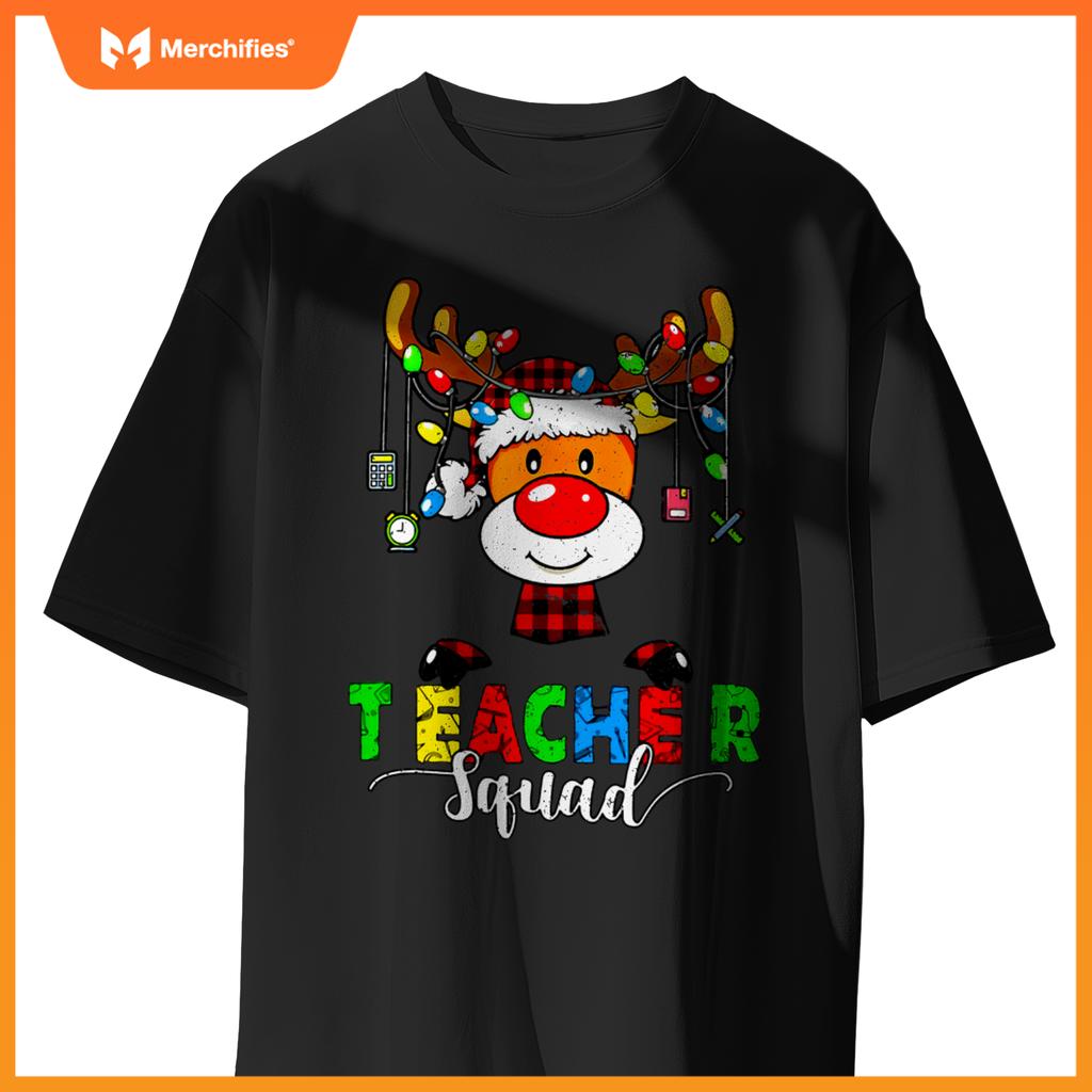 Teacher squad  christmas lights xmas reindeer santa hat