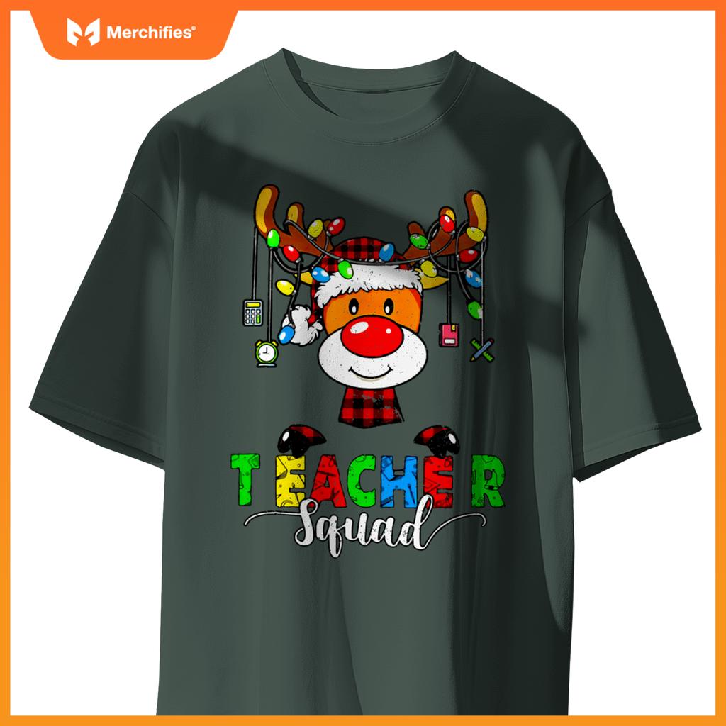 Teacher squad  christmas lights xmas reindeer santa hat
