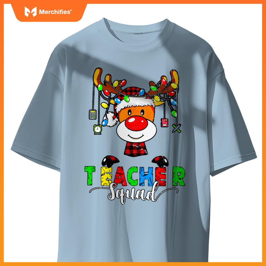 Teacher squad  christmas lights xmas reindeer santa hat