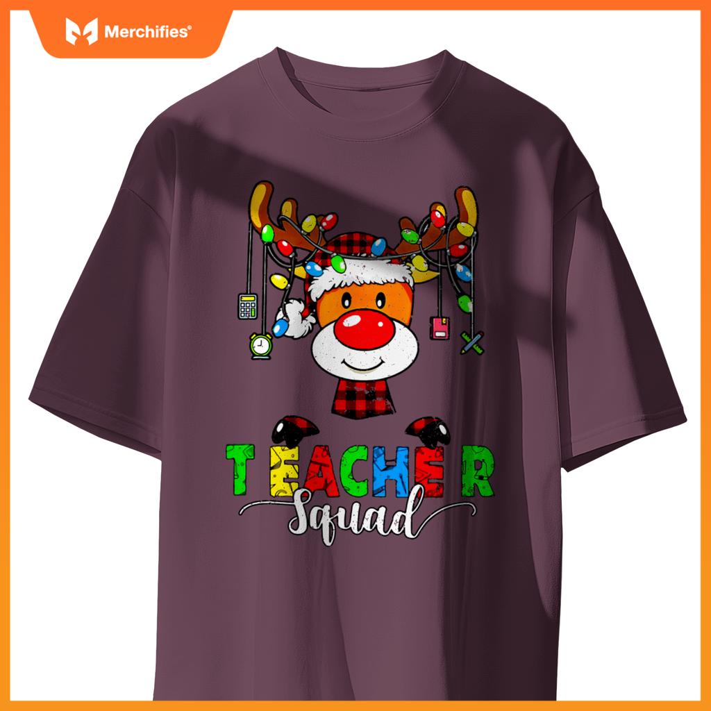 Teacher squad  christmas lights xmas reindeer santa hat