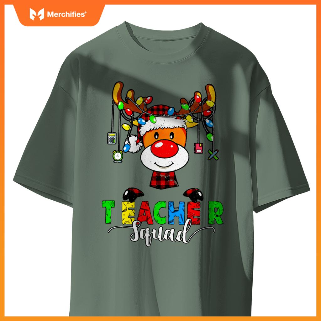 Teacher squad  christmas lights xmas reindeer santa hat