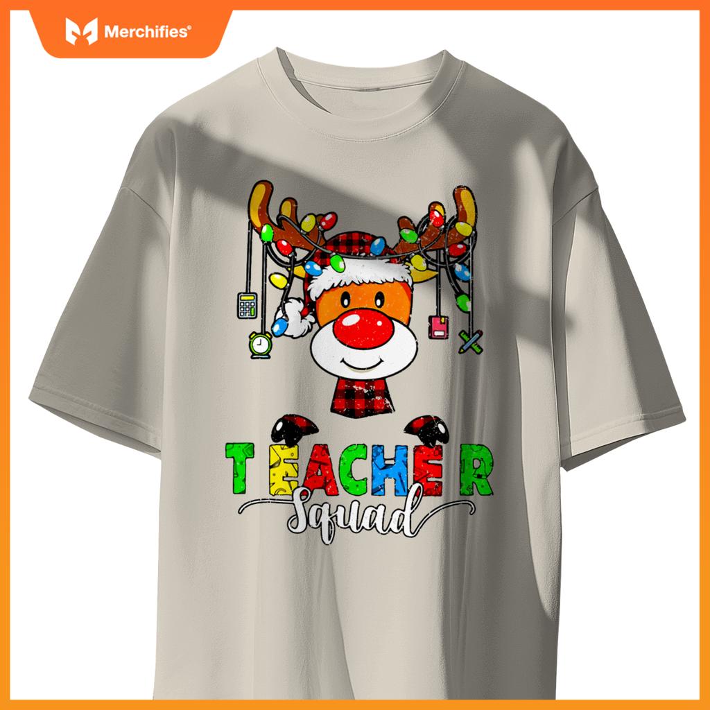 Teacher squad  christmas lights xmas reindeer santa hat