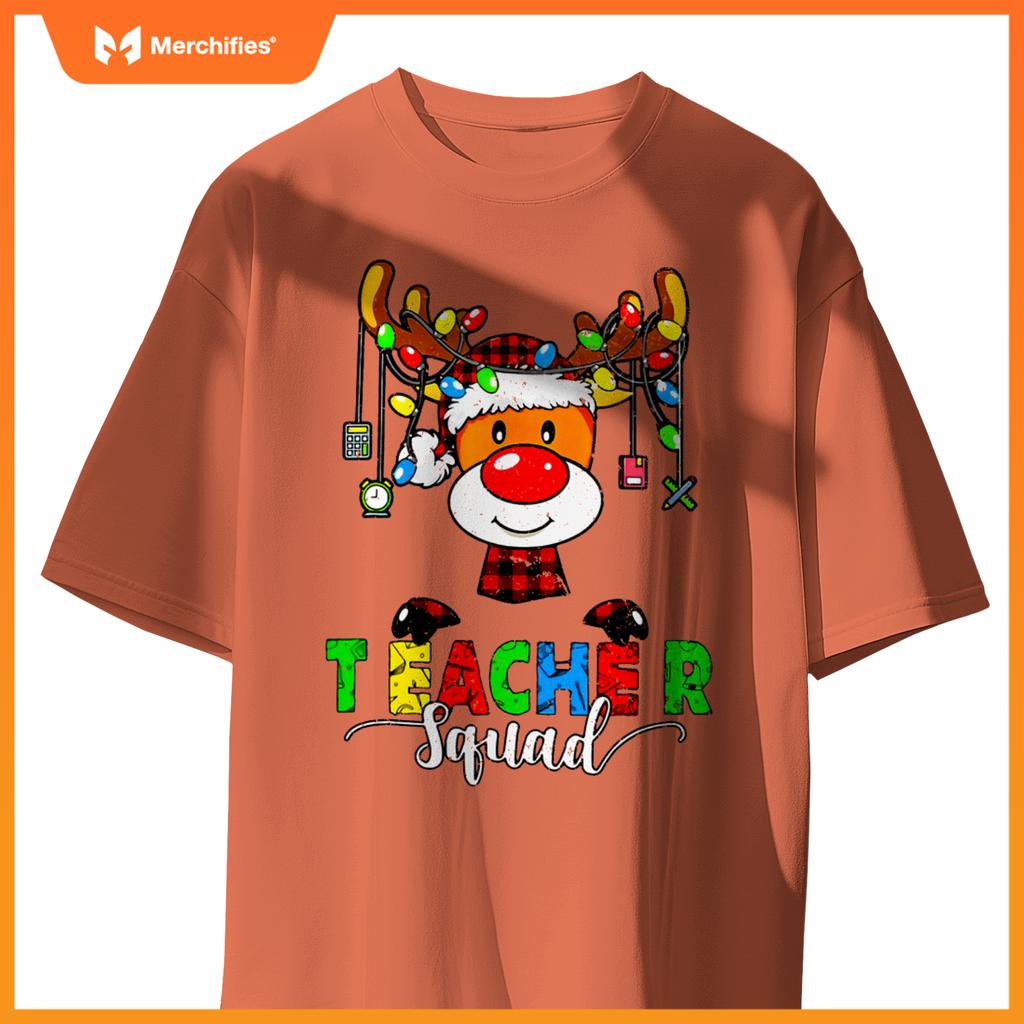 Teacher squad  christmas lights xmas reindeer santa hat