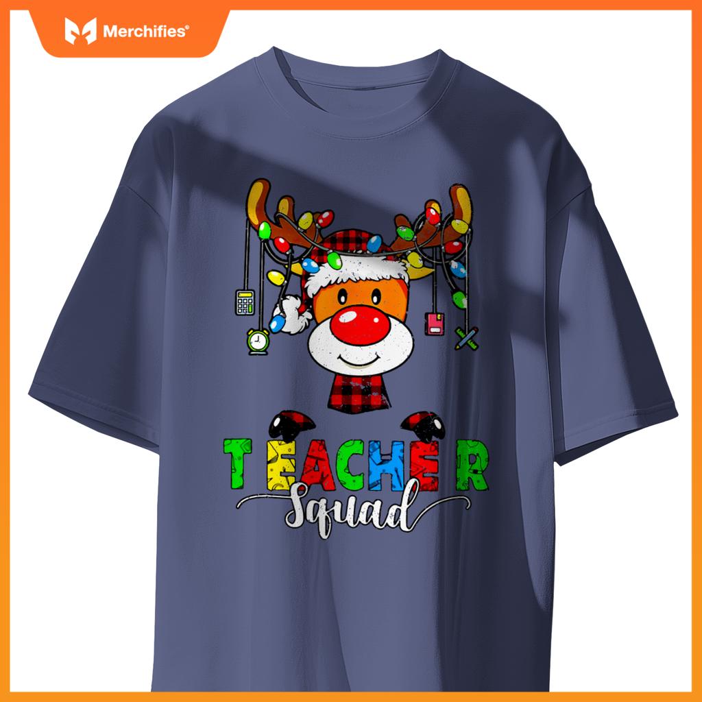 Teacher squad  christmas lights xmas reindeer santa hat