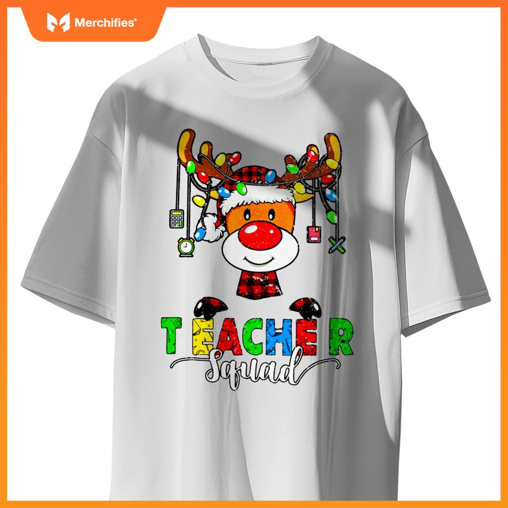 Teacher squad  christmas lights xmas reindeer santa hat