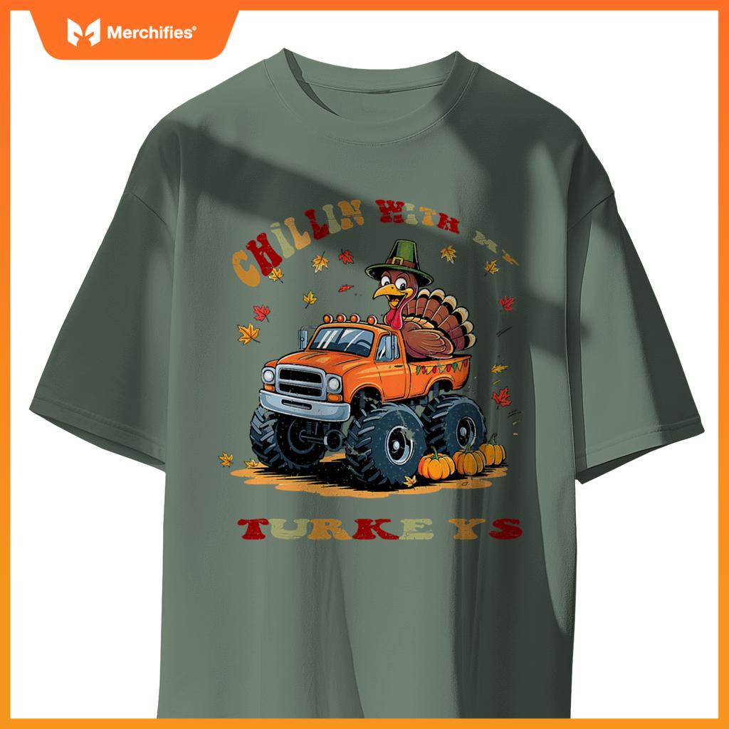 Thanksgiving Monster Truck Chillin With My Turkey T-Shirt