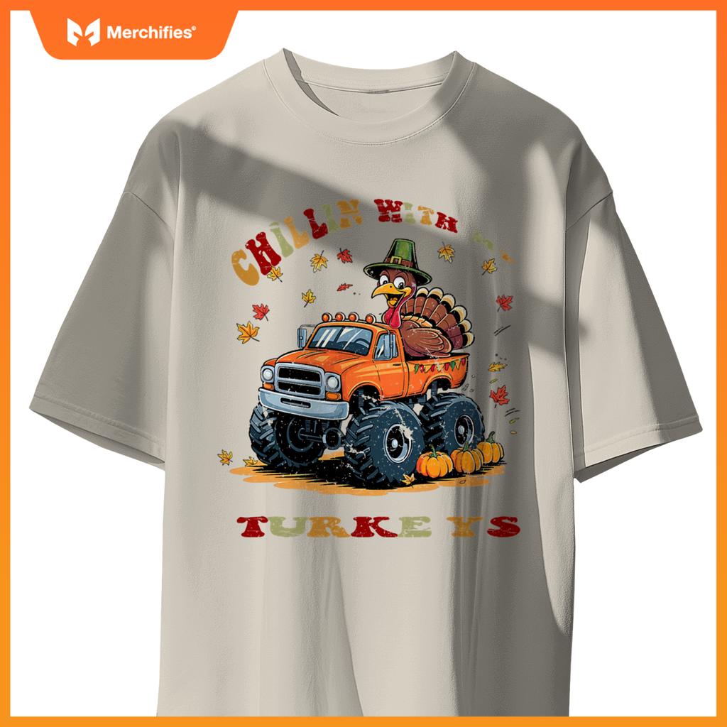 Thanksgiving Monster Truck Chillin With My Turkey T-Shirt