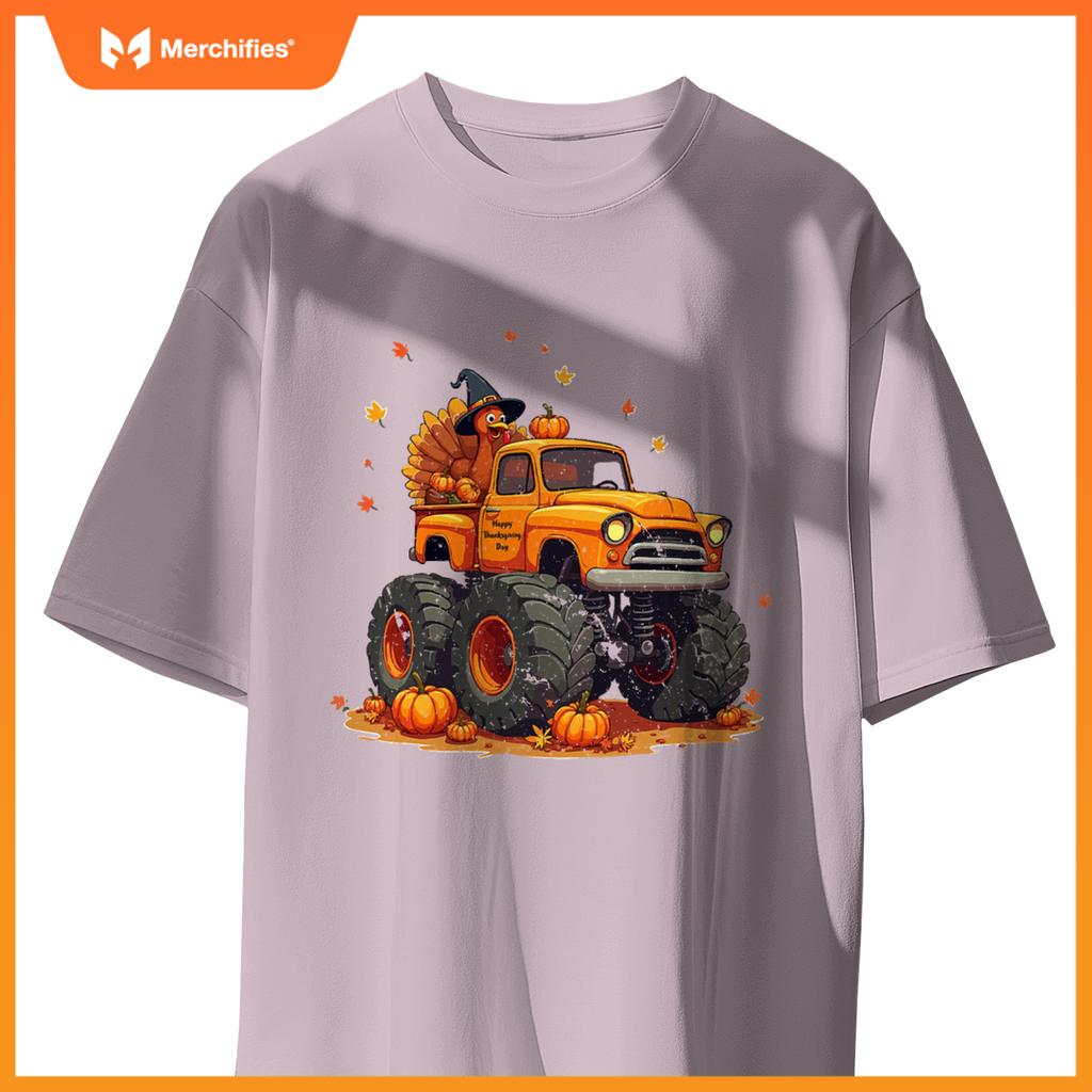 Thanksgiving Monster Truck Turkey Kids T-Shirt
