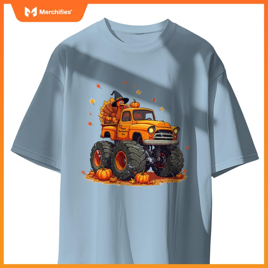 Thanksgiving Monster Truck Turkey Kids T-Shirt