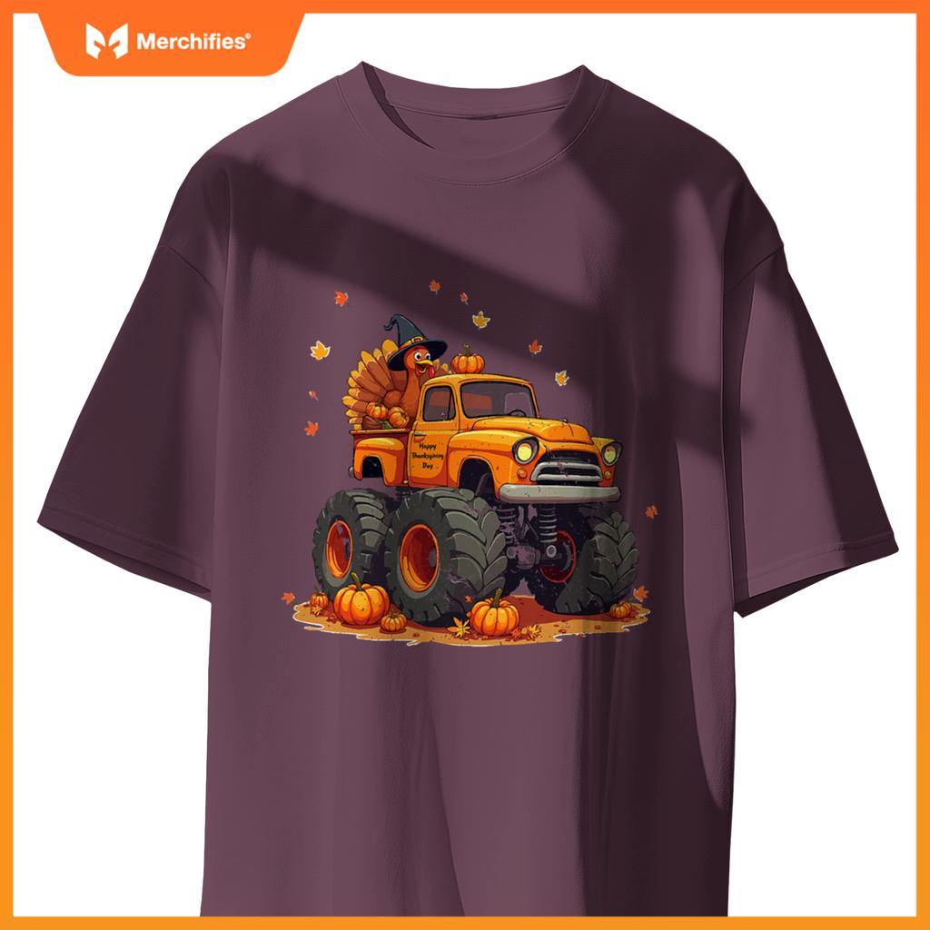 Thanksgiving Monster Truck Turkey Kids T-Shirt