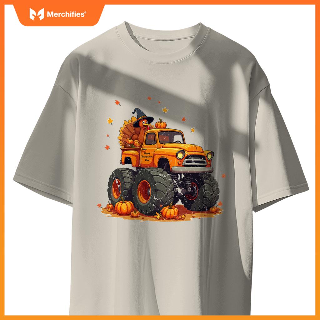 Thanksgiving Monster Truck Turkey Kids T-Shirt