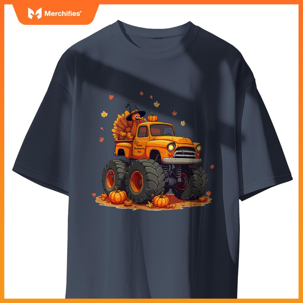 Thanksgiving Monster Truck Turkey Kids T-Shirt