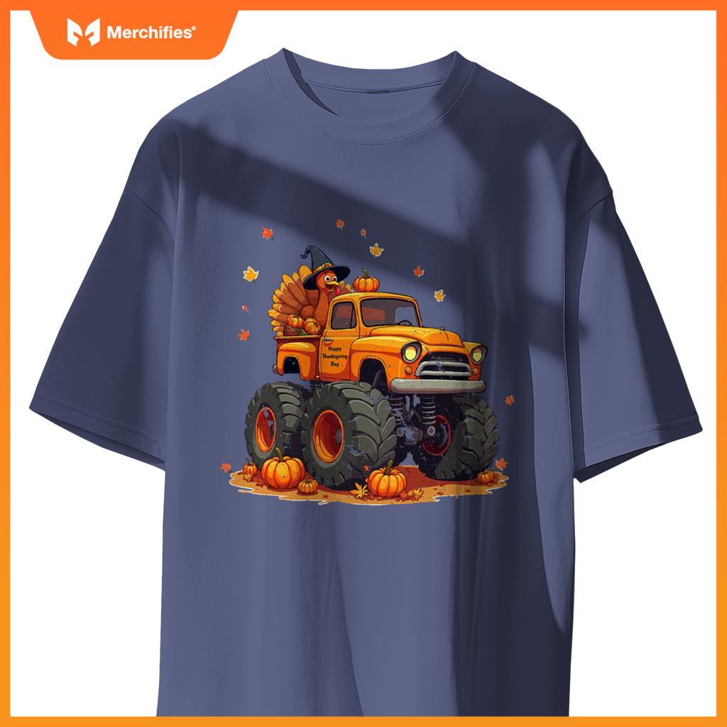 Thanksgiving Monster Truck Turkey Kids T-Shirt