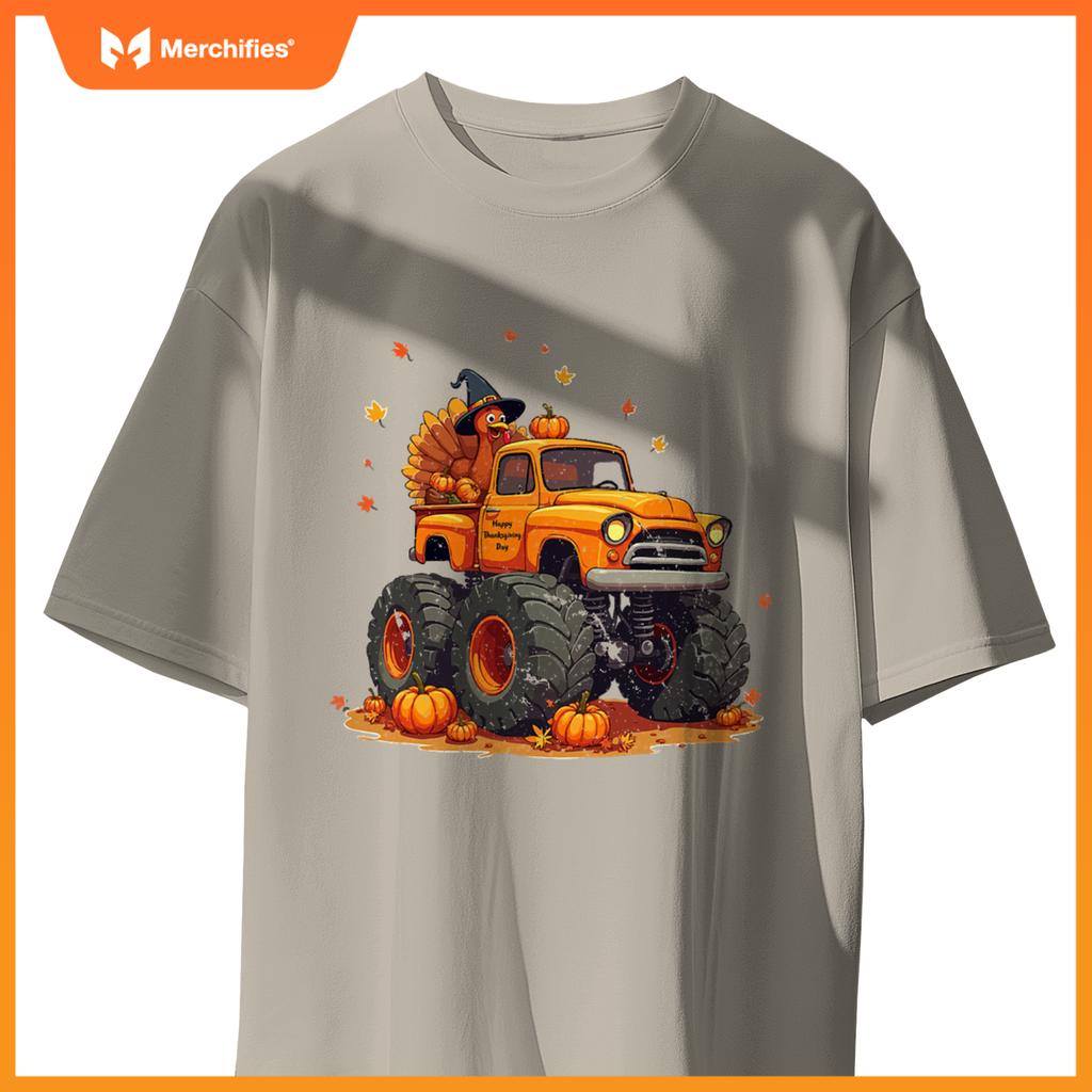 Thanksgiving Monster Truck Turkey Kids T-Shirt