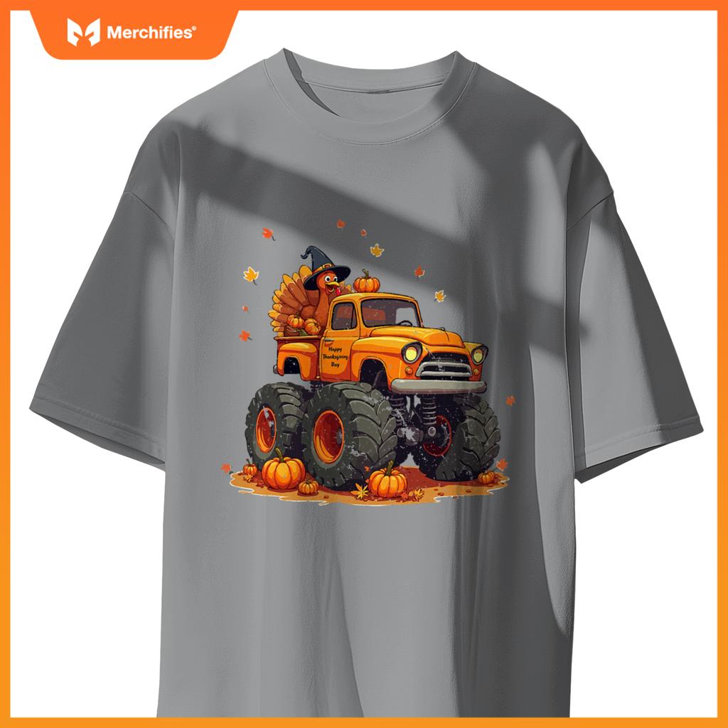 Thanksgiving Monster Truck Turkey Kids T-Shirt