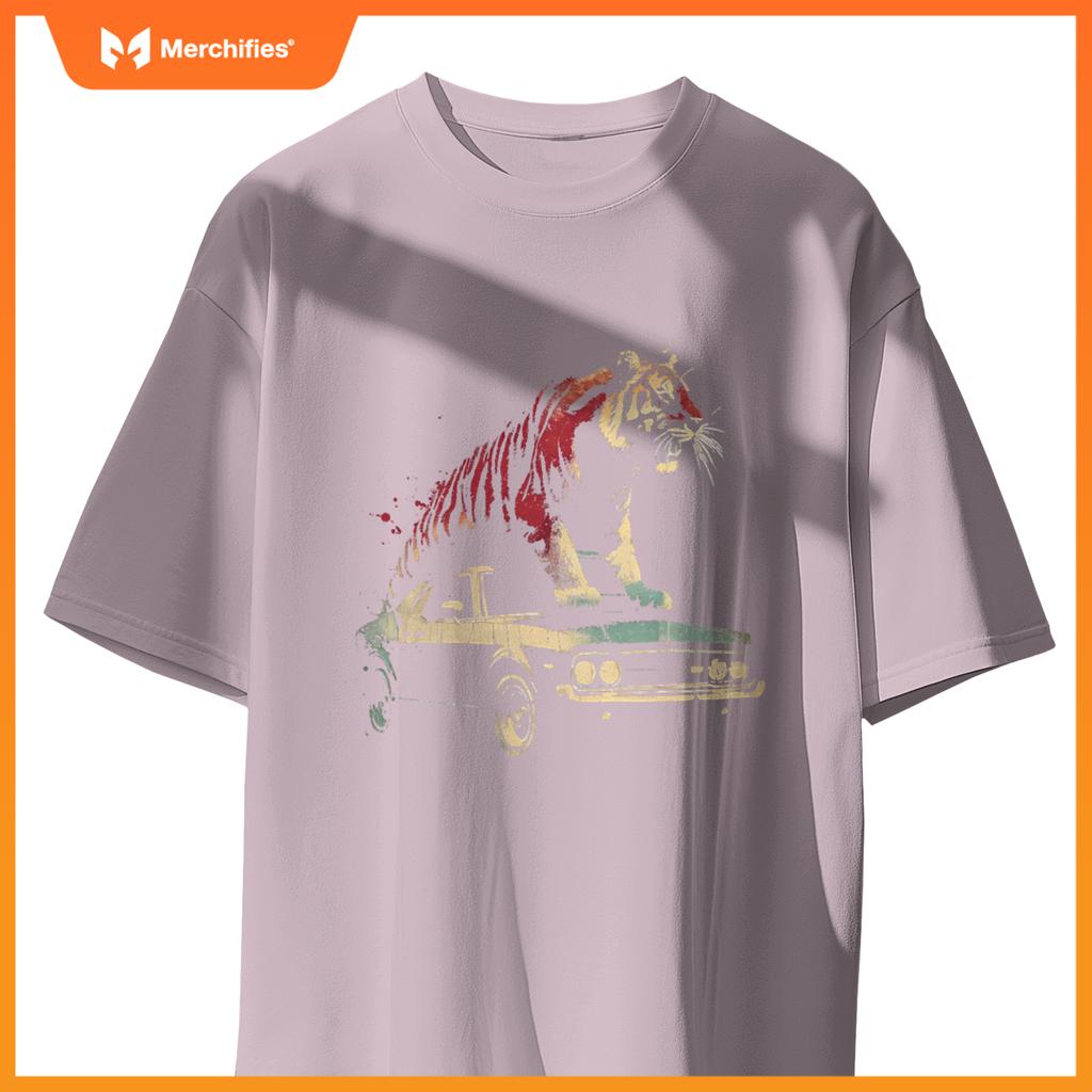 Tiger Standing On A  Car - Graphic Tiger Love T-Shirt