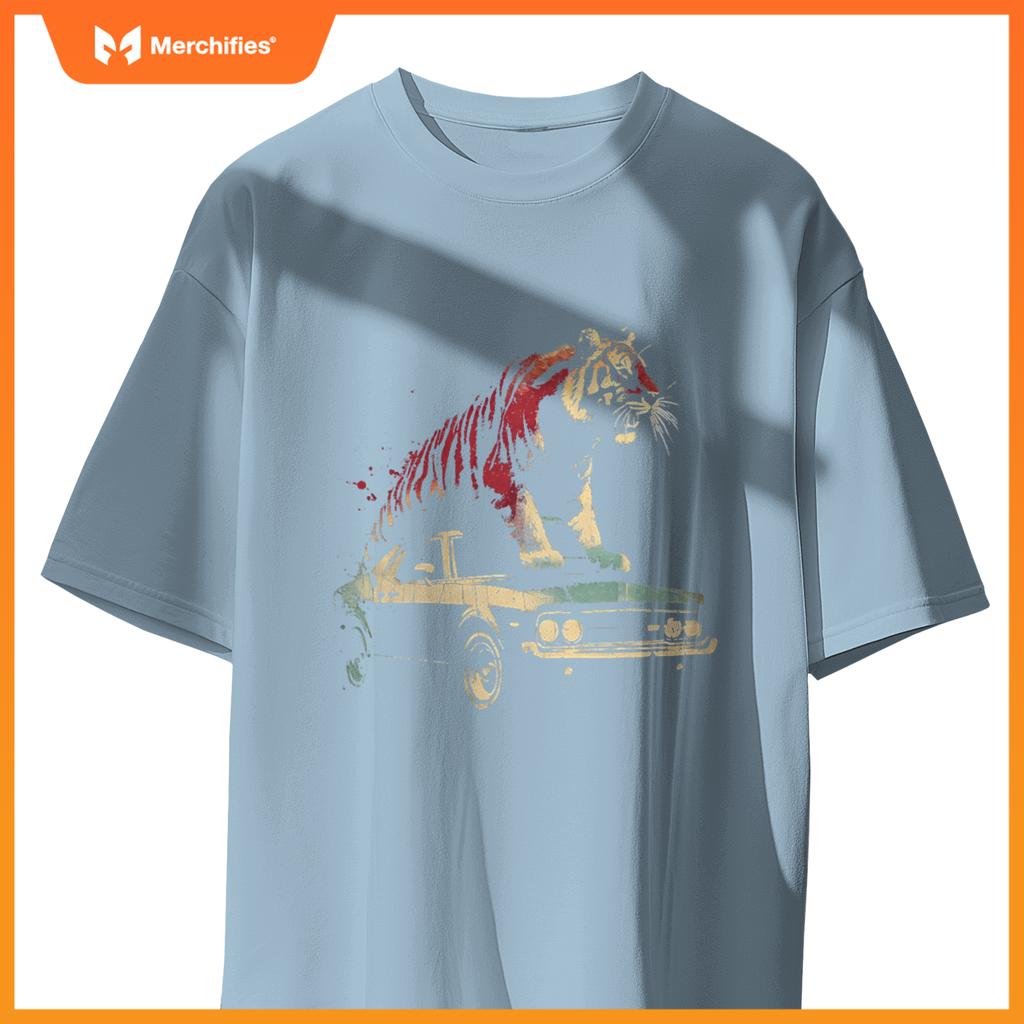 Tiger Standing On A  Car - Graphic Tiger Love T-Shirt