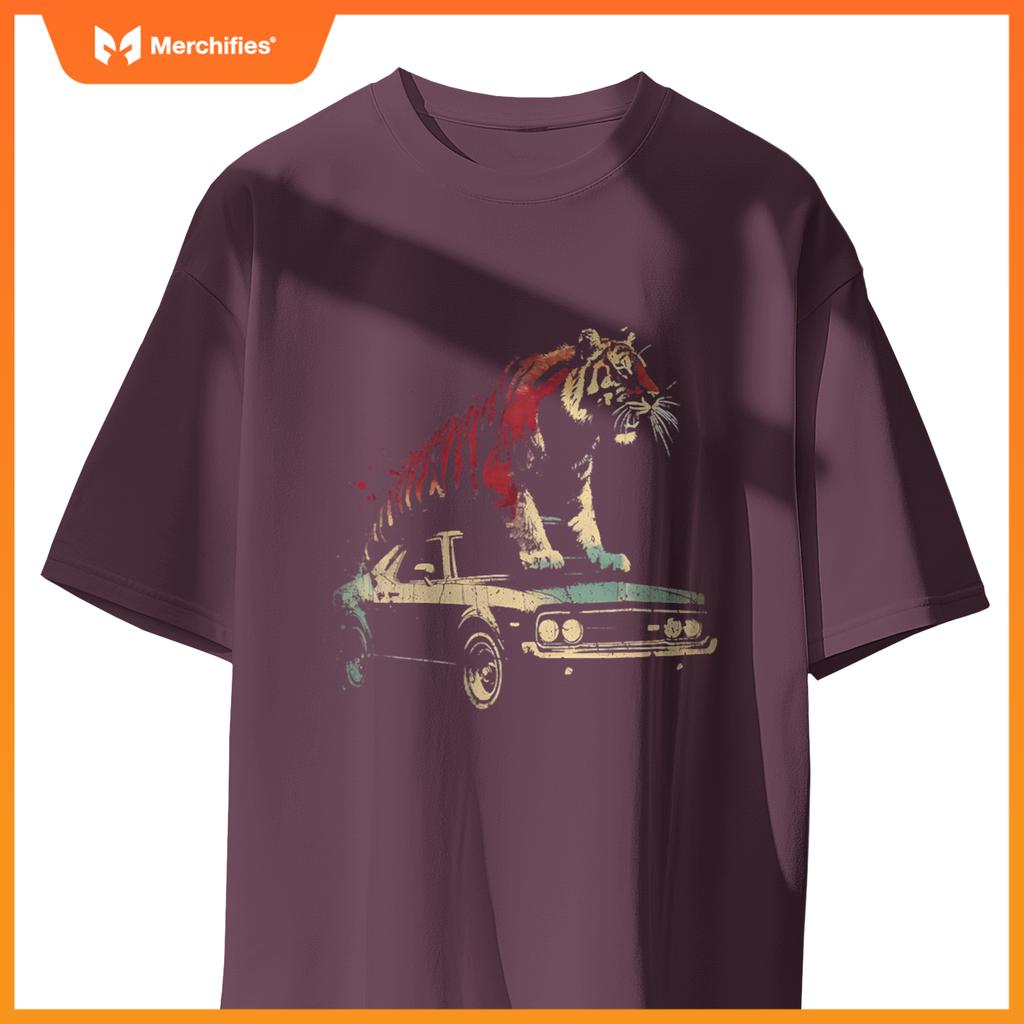 Tiger Standing On A  Car - Graphic Tiger Love T-Shirt
