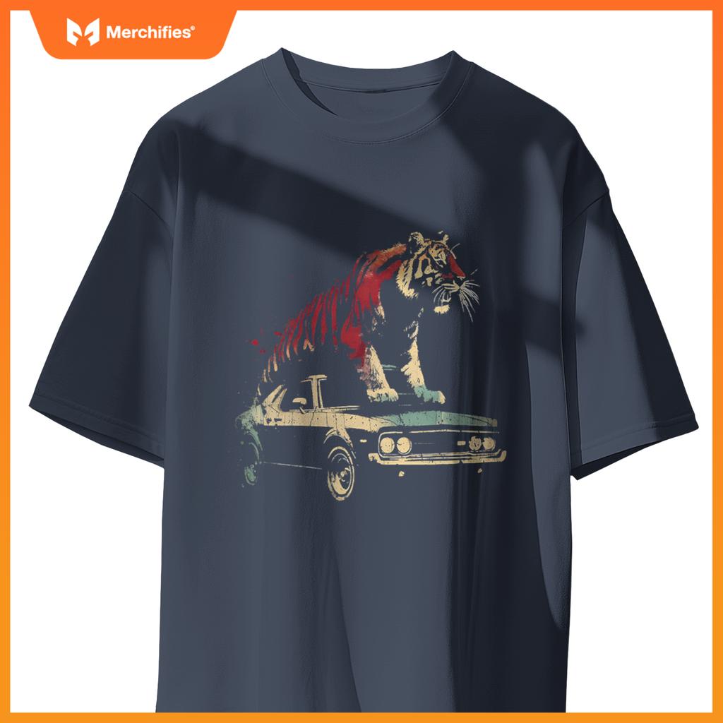 Tiger Standing On A  Car - Graphic Tiger Love T-Shirt