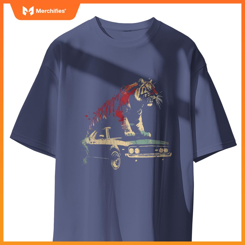 Tiger Standing On A  Car - Graphic Tiger Love T-Shirt