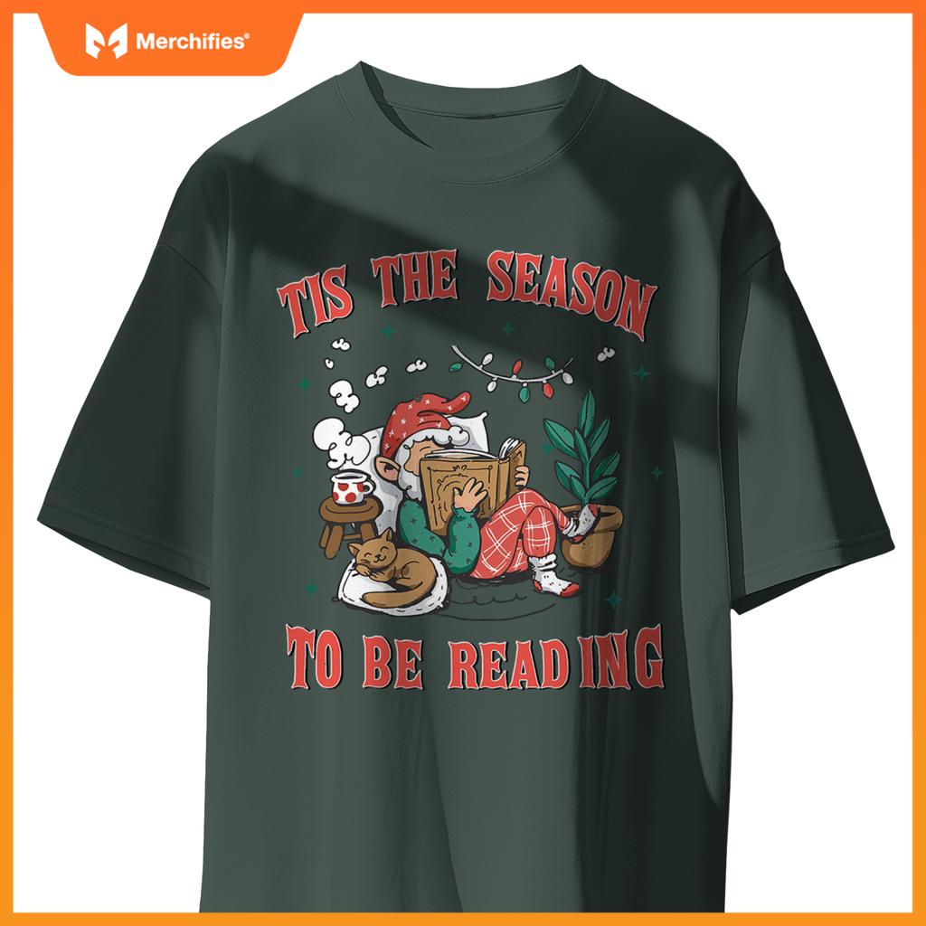 Tis season to be reading santa teacher christmas holiday