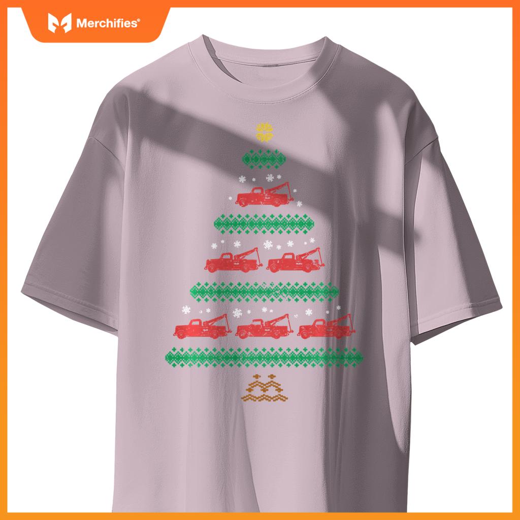 Tow Truck Ugly Christmas Wrecker Xmas Tree Towing Trucker Sweat T-Shirt