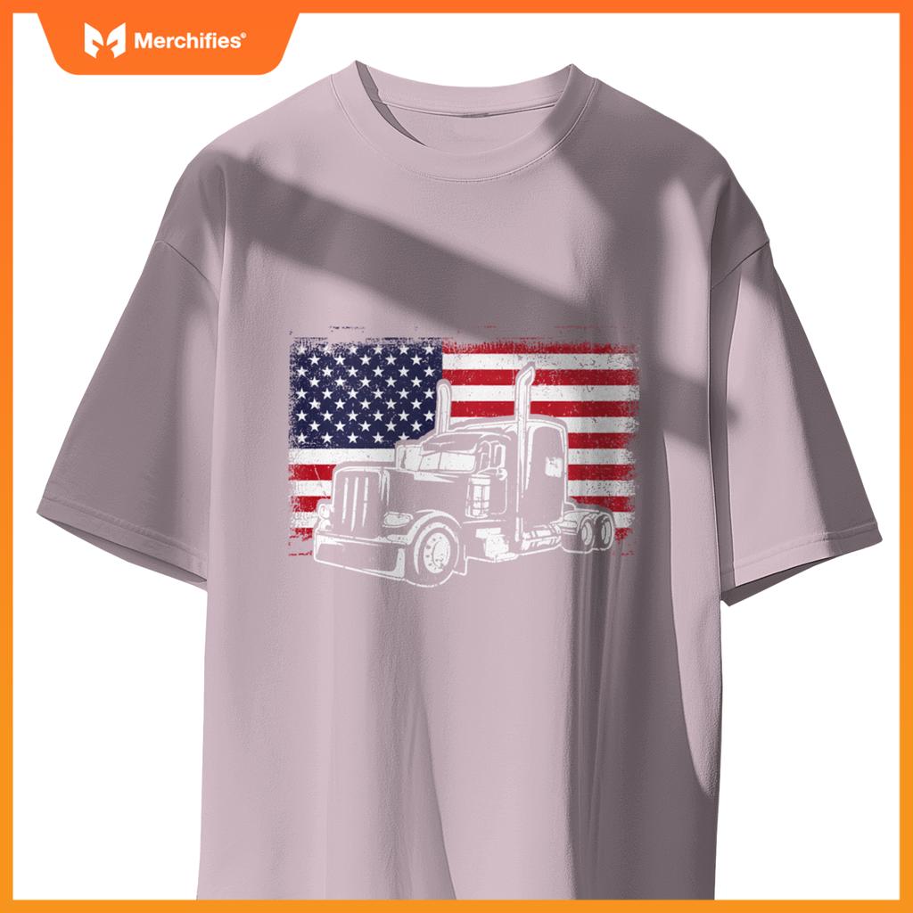 Truck Driver Trucker Lorry America Flag T-Shirt