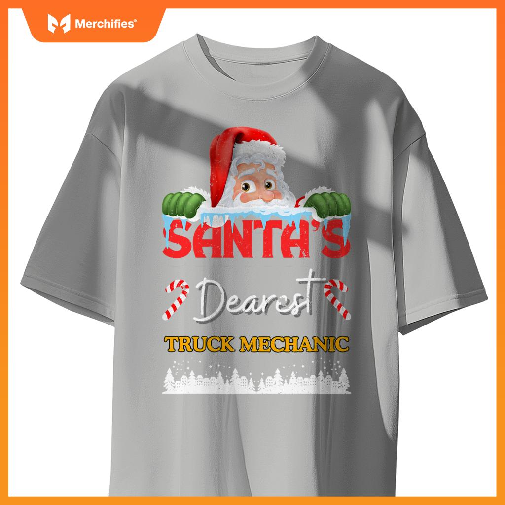 Truck Mechanic Christmas Job Work Profession Santa Claus T-Shirt