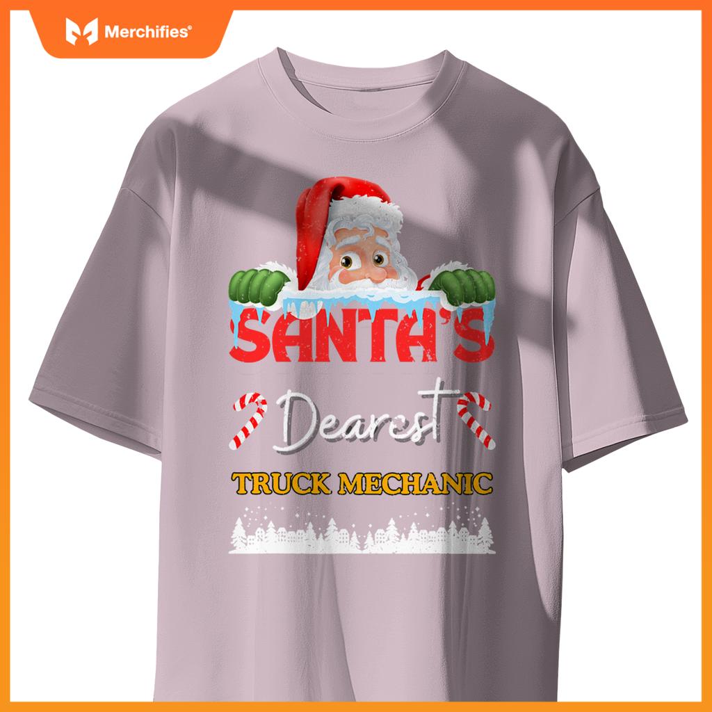 Truck Mechanic Christmas Job Work Profession Santa Claus T-Shirt