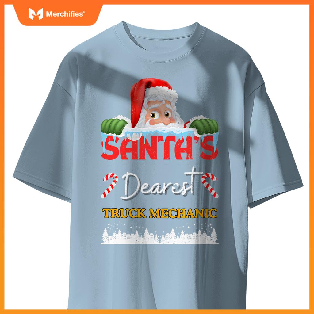 Truck Mechanic Christmas Job Work Profession Santa Claus T-Shirt
