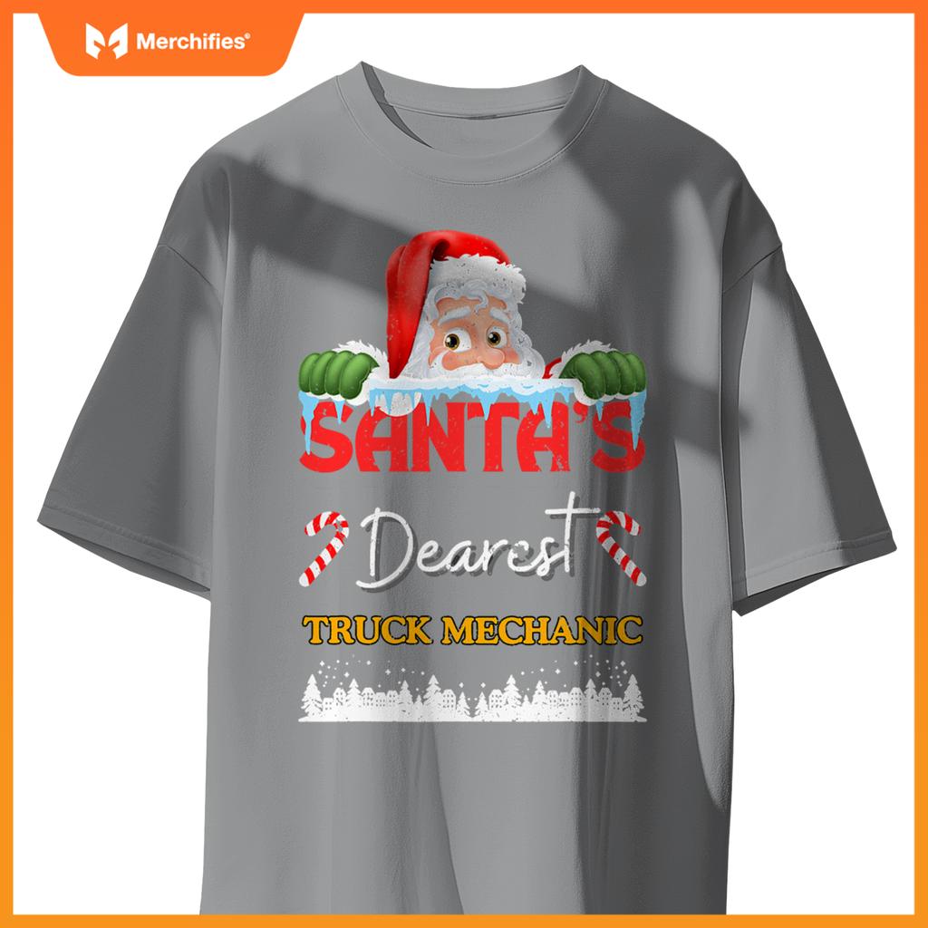 Truck Mechanic Christmas Job Work Profession Santa Claus T-Shirt