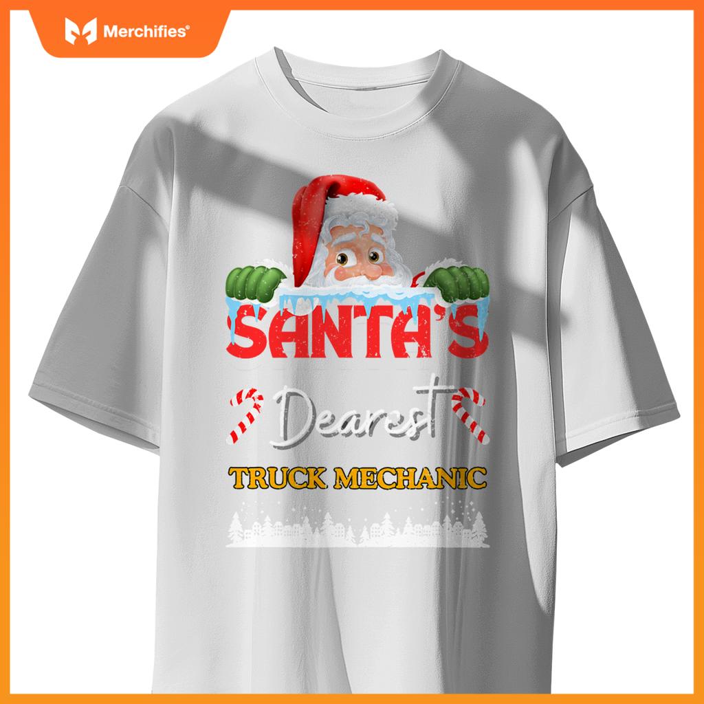Truck Mechanic Christmas Job Work Profession Santa Claus T-Shirt