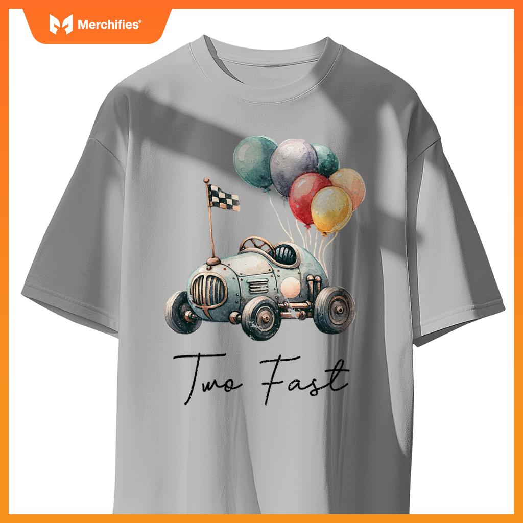 Two Fast 2 Curious 2Nd Birthday Two Years Old Car Racing Kid T-Shirt